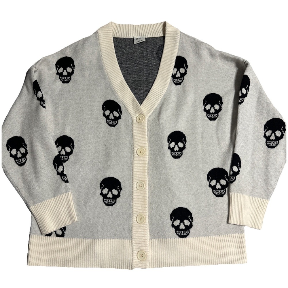 Skull Cardigan Ivory & Black - Gothic Punk  1x  By NIKKA K - Torrid!